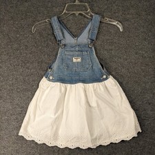 OshKosh B'gosh Toddler Denim Eyelet Jumper Overall Dress 4T