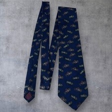 Jerry Garcia Collection Tie Fish Pattern Blue 100% Silk Neck Tie Made in USA