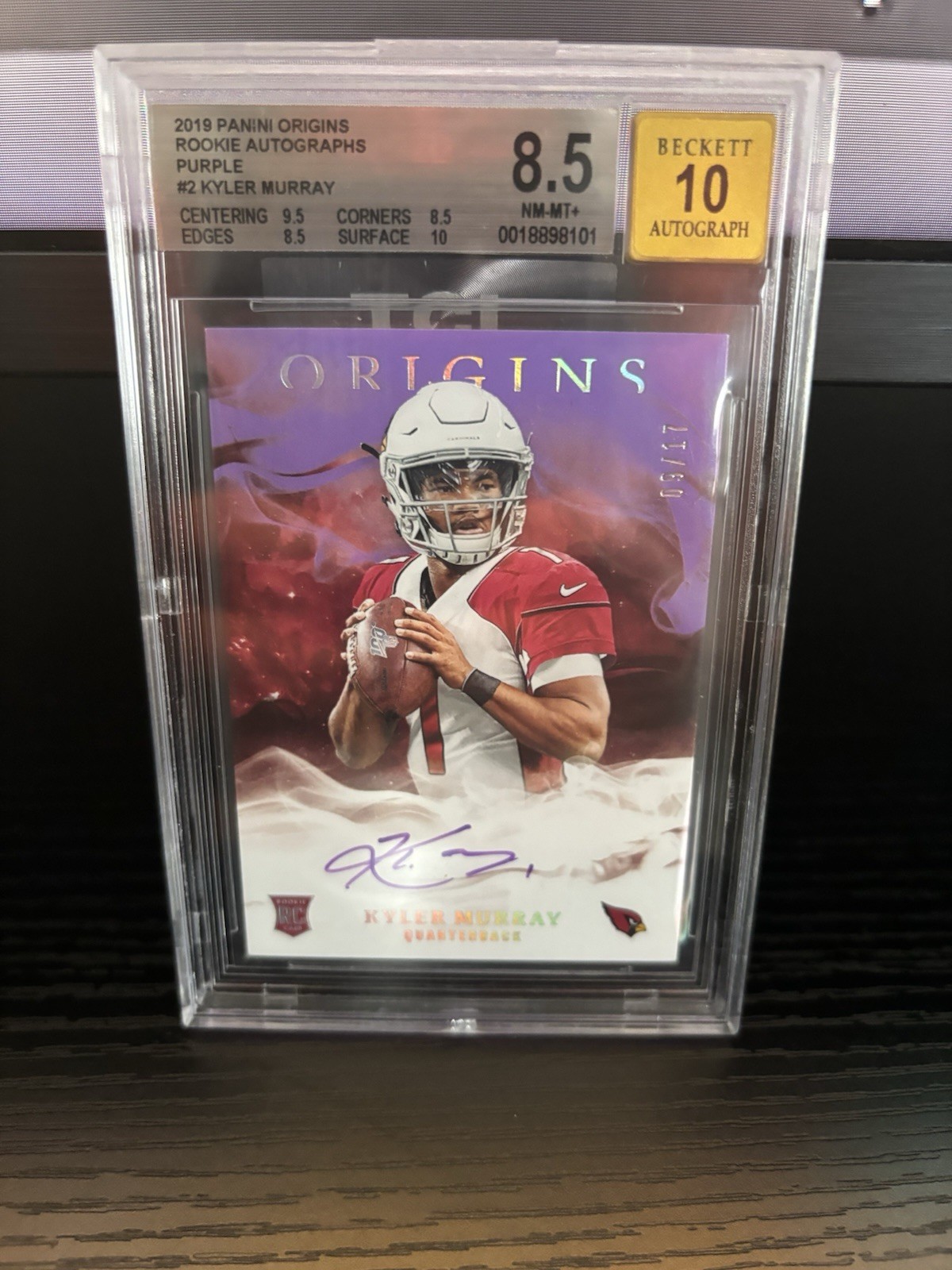 2019 Panini Origins - Rookie Autos -  Kyler Murray Purple /17 BGS 8.5 Auto 10