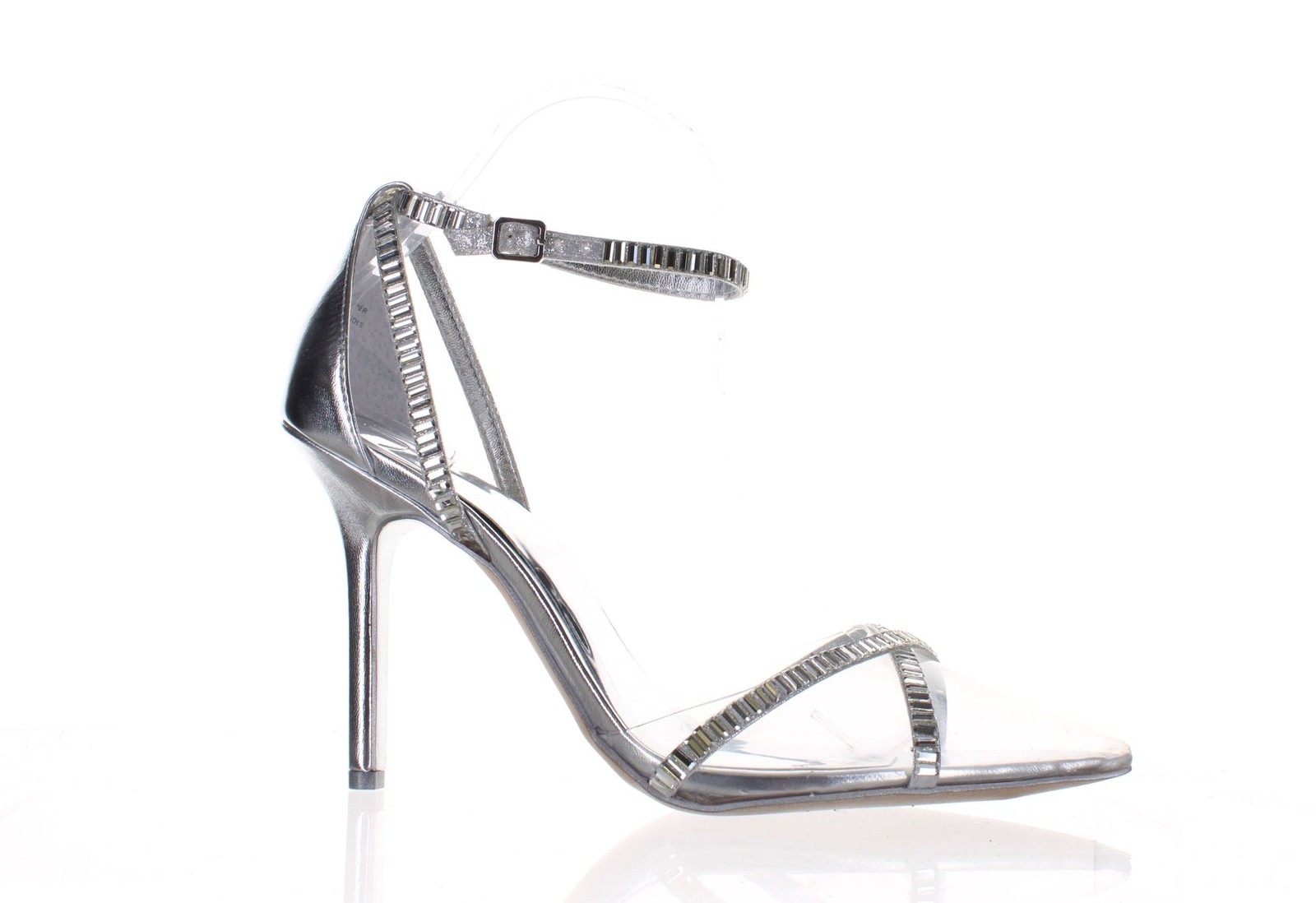 JLO Jennifer Lopez Womens Parlan Clear Ankle Strap Heels Size 8