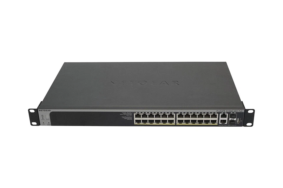Netgear ProSAFE S3300-28X-PoE+ Switch / GS728TXP / 24x GbE, 2x 10GbE+, 2x SFP+