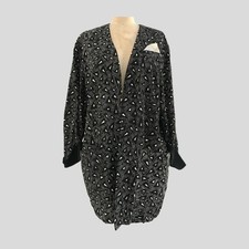 Vintage 90s Black White Geometric Print Long ...