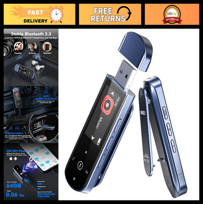64GB Bluetooth MP3 Player, Portable Clip Music Player for Sports, FM Radio, Voic
