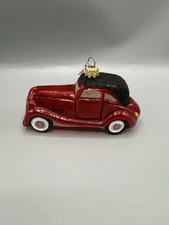 Kurt S Adler Polonaise Old Car 1 Red Roadster Glass Christmas Ornament Santa