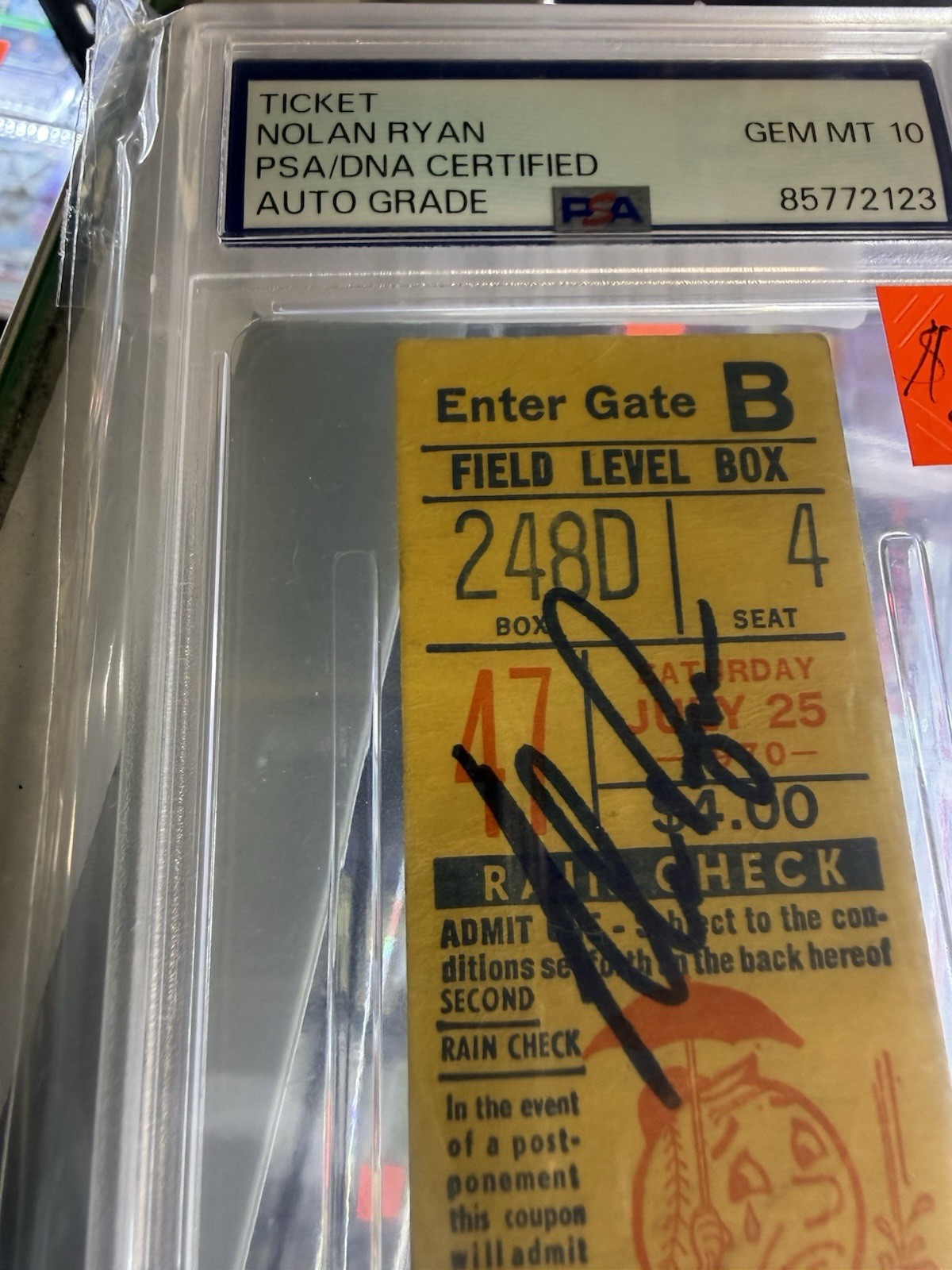 Nolan Ryan Autographed Ticket Stub PSA/DNA Certified Gem Mint 10