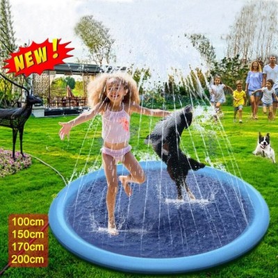 Hundepool Sprinkler Splash Pad Wasser Spielmatte Planschbecken 100/150/170/200cm