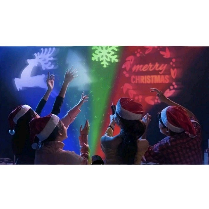 Xmas Haus Festive Christmas LED Projector with 4 Festive Moving Slides Battery