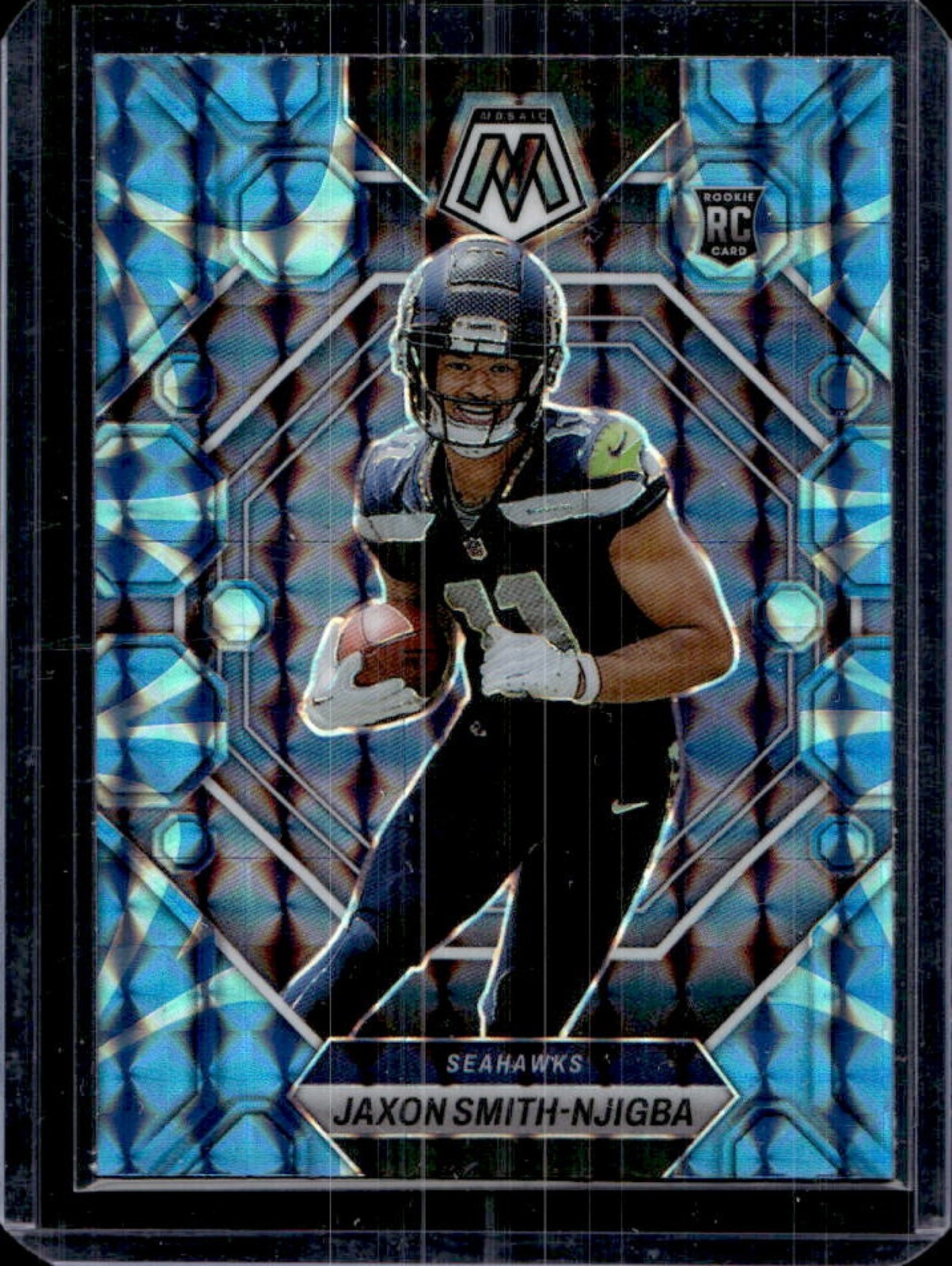2023 Panini Mosaic Jaxon Smith-Njigba RC Reactive Blue Mosaic #331 Seahawks