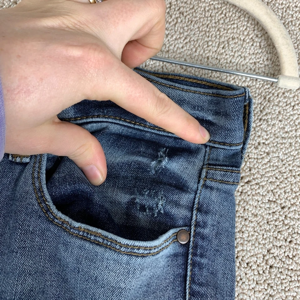 Banana Republic Premium Denim Skinny Jeans Women's Petite 27 Low Rise Distressed - Image 3 of 4