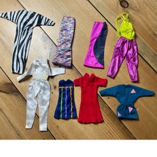 Lot of 8 Vintage Barbie Doll Clothes. Jumpsuits. Skirts. Dresses. Multi prints