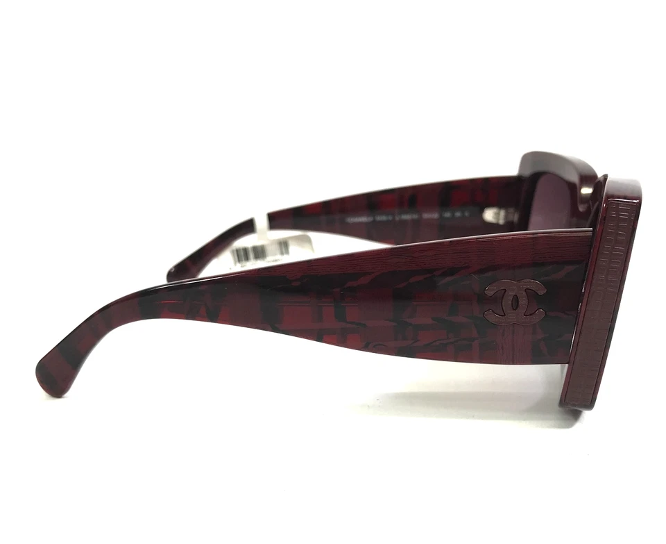 Gafas de sol Chanel 5435-A c.1665/S1 monturas de tweed rojo oscuro con lentes moradas Foto 4 de 4