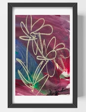 GUAJARDO Original Neo Expressionism Yellow Flowers 9X6 Paper Signed Art