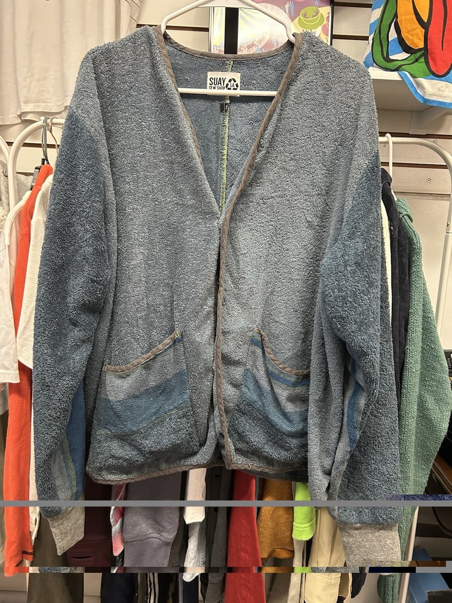 SUAY Sew Shop Women’s Size XXL Upcycled Towel Jacket Blue Made In LA Read
