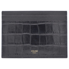 CELINE Paris Black Crocodile Pattern Logo Car...