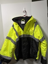 Chaqueta de Seguridad J2021 Chaqueta Capucha Alta Visibilidad Para Hombre 4XL Equipo de Trabajo ANSI 3 Tipo R