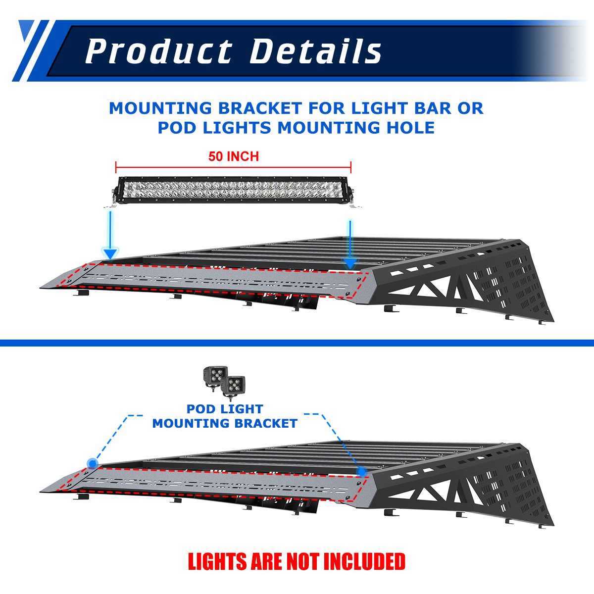 Heavy Steel Full-Frame Bed Rack Kit Roof Cargo Racks For 2024+ Tesla Cybertruck