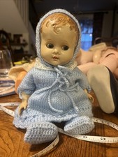 Vintage 1950's Pedigree Delite Baby Doll in Knitted Blue Outfit 