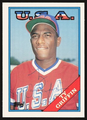 1988 Topps Traded #44T Ty Griffin In Person Autograph, A15