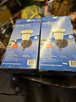  Pair of American Fluorescent Bennington Wall Sconces - New In Box - Cold River