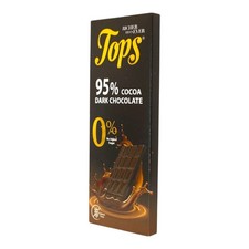 TOPS Dark Chocolate 75%, 85% and 95% Cocoa - ZERO ADDED SUGAR -  60g