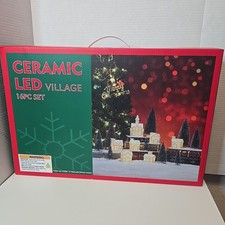 NEW-Ceramic LED Village 12-Piece Set Christma...