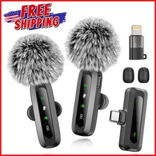 WIRELESS MICROPHONE MINI MIC iPhone/Android Phone Mics LED Display Lavalier NEW