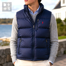 Polo Ralph Lauren Boys Large 80/20 Down Navy Blue Puffer Vest Red Pony Preppy