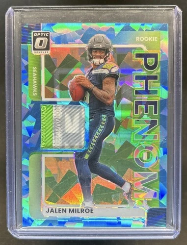 2025 Panini Donruss Optic Jalen Milroe Rookie Phenoms Ice Prizm RC #/49 Seahawks
