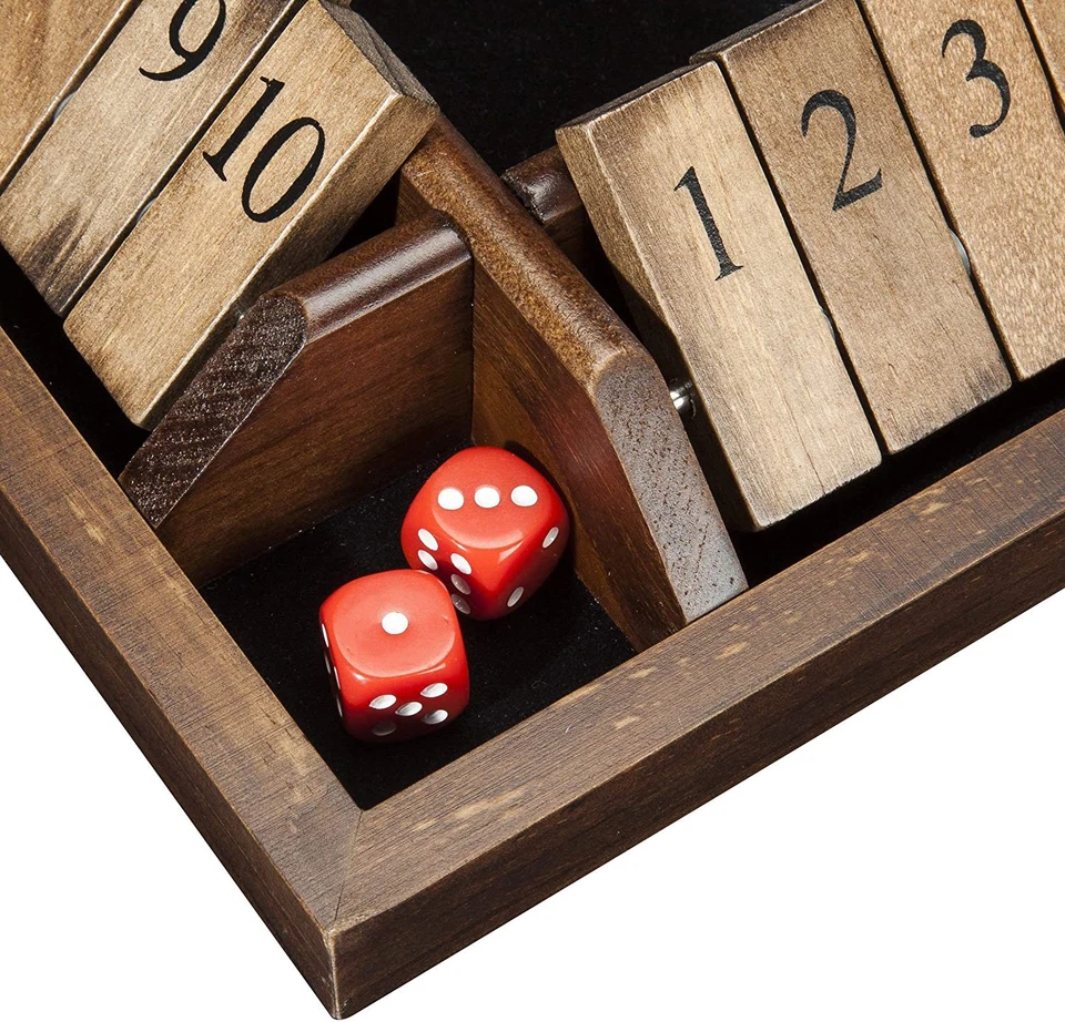 WE Games 4 Player Shut The Box(TM) Dice Game with Lid, Natural Wood, Large - Image 4 of 4