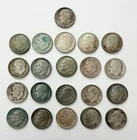 Circulated Roosevelt Dimes, Lot of 21, 90% SILVER, Years in Desc., FREE SHIPPING