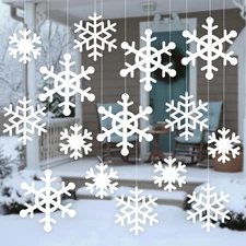 15 Pcs Large Christmas Snowflake Ornaments Outdoor 14/10/6 Inch White Plastic...