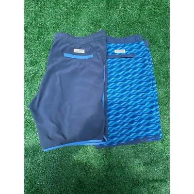 Fair Harbor Mens Swim Trunks Bundle XL Navy Stripe Blue Wave Board Shorts 2 Pack