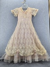 Vintage Handmade Pageant Dress Victorian Party Frilly Ruffles Lace 3T-4T No Tag