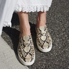 Vionic Uptown Snake Print Leather Packable Travel Penny Loafers