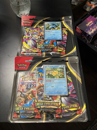 POKEMON MEGA EVOLUTIONS 3 PACK BLISTER SET OF TWO (2) NEW SEALED 6 PACKS! TCG SR - Picture 2 of 3