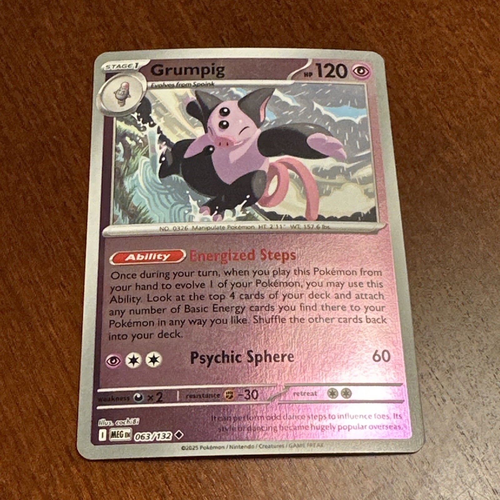 Grumpig 063/132 Me01: Mega Evolution Reverse Holo NM