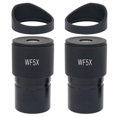 2PCS WF5X Wide Angle Microscope Eyepiece Optical Lens Mounting 30mm with Eyecups