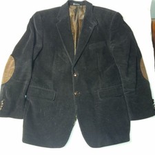 Lauren Ralph Lauren Blazer Mens 42R Black Corduroy Elbow Patch Sport Coat Jacket