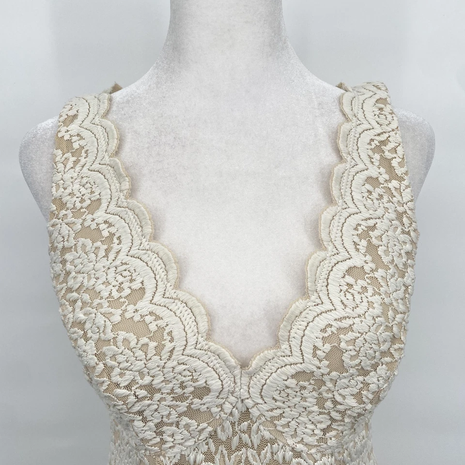 Винтажный Dressbarn коллекции платье женщин 4 слоновой кости кружева V шеи без рукавов оболочка - Изображение 2 из 4