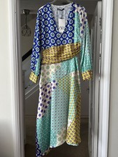 Zara Patchwork Print Midi Dress with Cut Out Size M Bloggers Fave