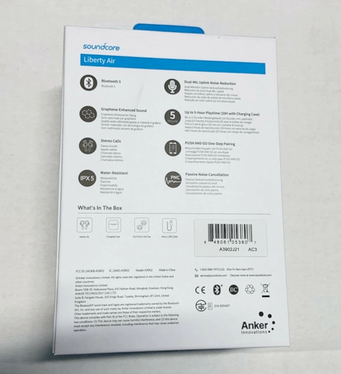 NEW Anker A3902J21 SoundCore Liberty Air Total Wireless Bluetooth Earbuds White