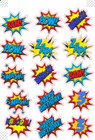 15 Pre-Cut Edible WAFER SuperHero Marvel Logos Age POW BANG ZAP Cupcake Toppers