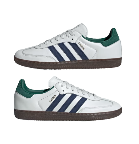 adidas Men's Samba OG Shoes White/Collegiate Green/Blue IH4882 i
