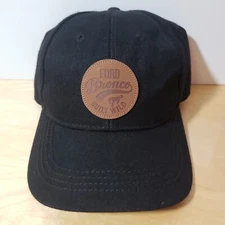 Ford Bronco BUILT WILD baseball cap Black and leather emblem Open road tag