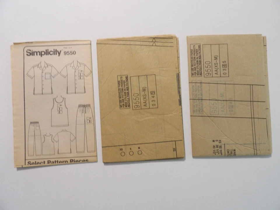 Simplicity 9550 Men's Shirt, Tank Top & Pants Size XS-M (32-40 Chest) Uncut - Image 2 of 3