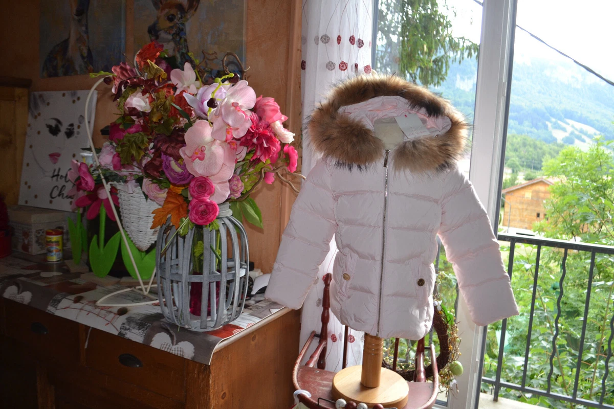 doudoune neuve lili gaufrette ouate 8 ans rose capuche 185 euros