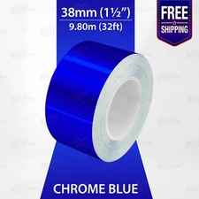 CHROME BLUE 1-1/2" PIN STRIPE Car Model Motorcycle Decal TAPE Vinyl Sticker 38mm