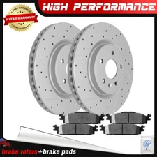 Front Drilled Disc Brake Rotors + Brakes Pads for 2011 2012-2019 Ford Explorer