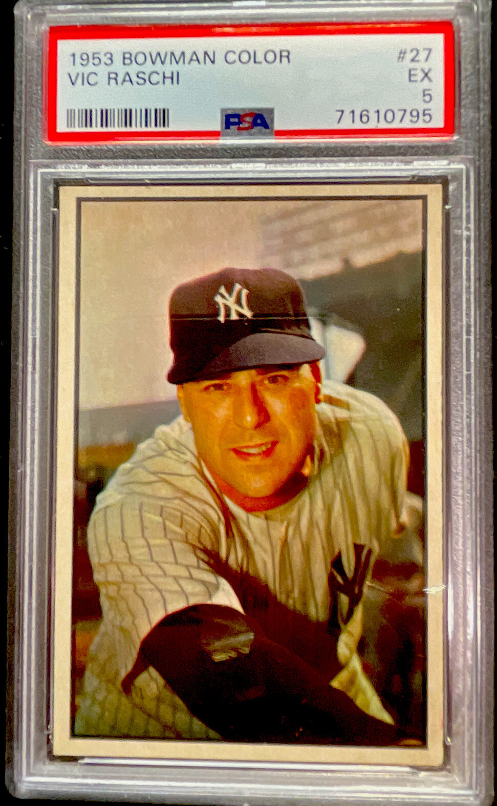 1953 Bowman Color #27 Vic Raschi Yankees PSA 5 EX Freshly Graded ENN Cards