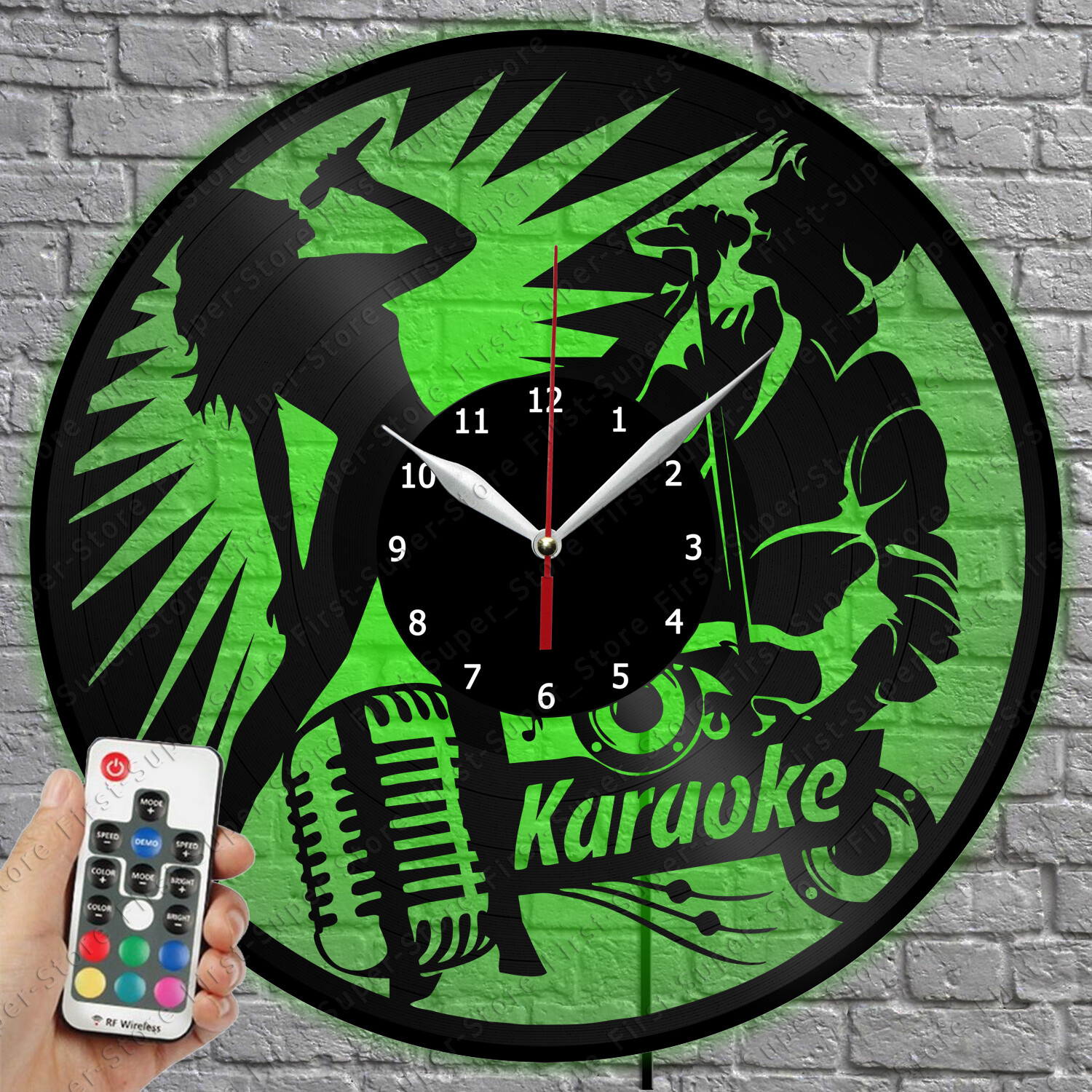 LED Clock Karaoke Vinyl Record Wall Clock Led Light Wall Clock 1708